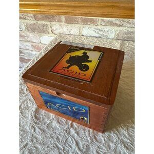 Acid Cigars Drew Estate Wooden Box Blonde Design Hinged Lid Empty